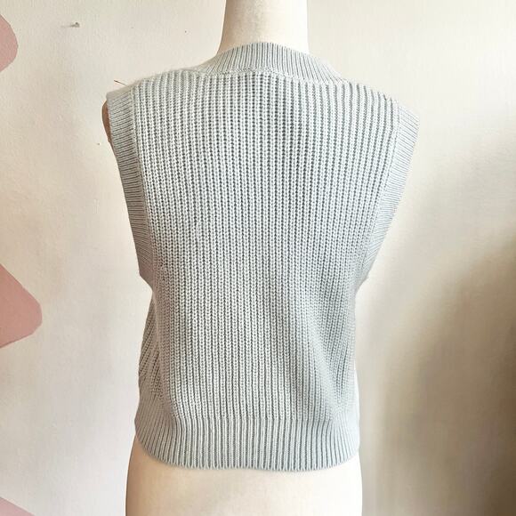 Blue Chunky‎ Sweater Vest, Preppy, Retro, Indie, Minimalist, Medium, Clean Girl - Picture 3 of 6